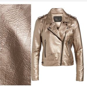 BLANKNYC Metallic Faux Leather Moto Jacket